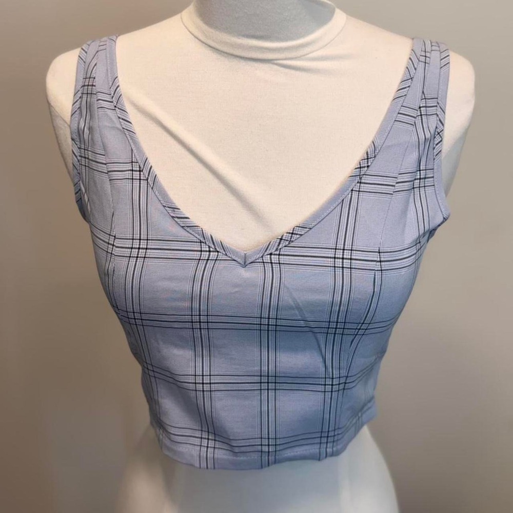 Blue‎ Plaid Crop Top 💙✨